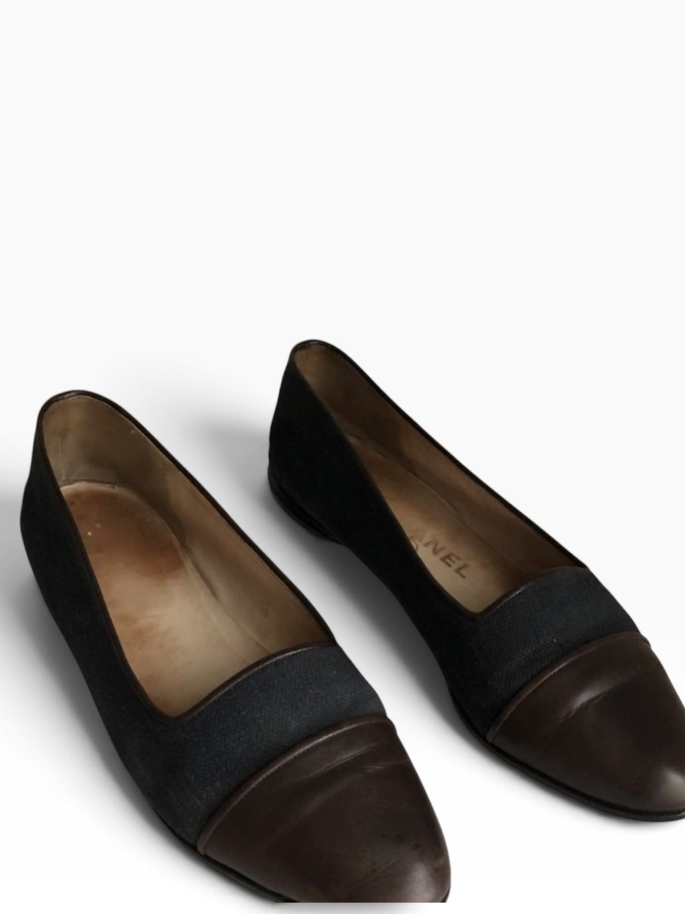 Vintage CHANEL Blue Denim Brown Leather ballet flats- size 39 - Picture 6 of 9